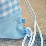 Mochila Vichy Celeste personalizada