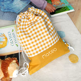 Mochila Vichy Mostaza personalizada