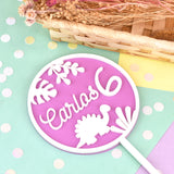 Topper Dinosaurios Metacrilato Personalizado. Color a elegir