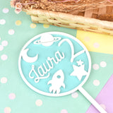 Topper Planetas Metacrilato Personalizado. Color a elegir