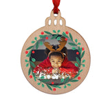 Bola madera Navidad personalizada con foto. Modelo Corona
