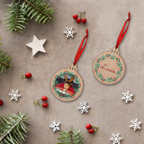 Bola madera Navidad personalizada con foto. Modelo Corona