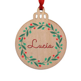 Bola madera Navidad personalizada con foto. Modelo Corona