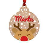 Bola madera Navidad personalizada. Modelo Reno