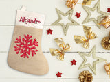 Calcetín Navidad Copo personalizado. Color a elegir