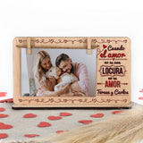 Marco fotos madera personalizado color San Valentín - Amor locura