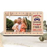 Marco fotos madera personalizado color Papá Superhéroe