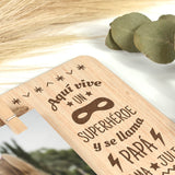 Marco fotos madera personalizado grabado Papá Superhéroe