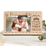 Marco fotos madera personalizado grabado Papá Superhéroe