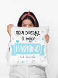 Cojin Regalo para el Familiar Que mas Quieres.Cojín: Relleno + Funda (40x40 cm).Padrino