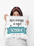 Cojin Regalo para el Familiar Que mas Quieres.Cojín: Relleno + Funda (40x40 cm).Sobrino