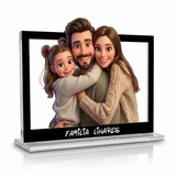 Marco Acrílico Personalizado con Caricatura 3D – Foto Convertida en Ilustración Estilo Animación, Acrílico 5 mm Corte Láser, Soporte Incluido – Regalo Emotivo