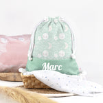 Pack Mochila solapa y Bolsita Lunas Mint personalizado