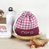 Bolsita almuerzo Vichy Malva personalizada