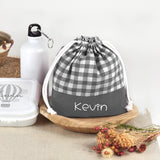 Pack Mochila y Bolsita Vichy Gris personalizado