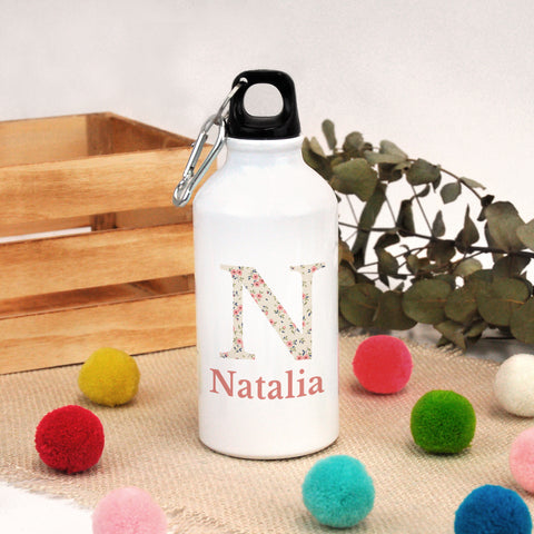 Botella Personalizada Inicial Flores. Elige tu diseño