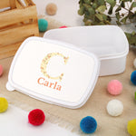Cajita Merienda Personalizada Inicial Flores. Elige tu diseño