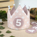 Corona cumpleaños Estrellas rosas personalizada