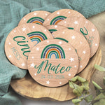 Cumplemeses madera Arcoíris Menta personalizado