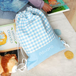 Mochila Vichy Celeste personalizada