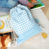 Mochila Vichy Celeste personalizada