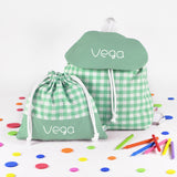 Bolsita almuerzo Vichy Menta personalizada