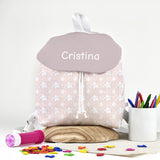 Pack Mochila solapa y Bolsita Estrellas rosas personalizado