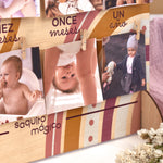 Panel madera fotos Mi primer año Arcoíris malva