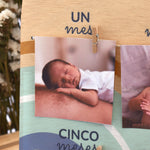 Panel madera fotos Mi primer año Arcoíris menta