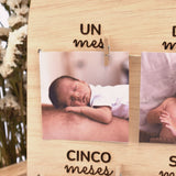 Panel madera fotos Mi primer año grabado