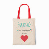 Tote bag Profesores Gracias por enseñarnos con el corazón (Opción personalización)