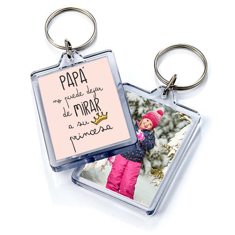 Llavero Personalizado metacrilato "Papa no puede dejar de mirar a su princesa"