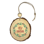 Bola tronco madera Navidad personalizada. Modelo Inicial Noel