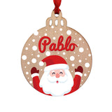Bola madera Navidad personalizada. Modelo Papá Noel