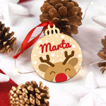 Bola madera Navidad personalizada. Modelo Reno