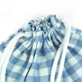 Pack Mochila y Bolsita Vichy Celeste personalizado