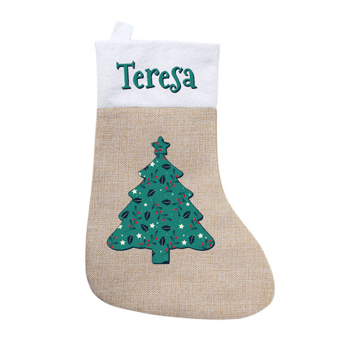 Calcetín Navidad Árbol personalizado. Color a elegir