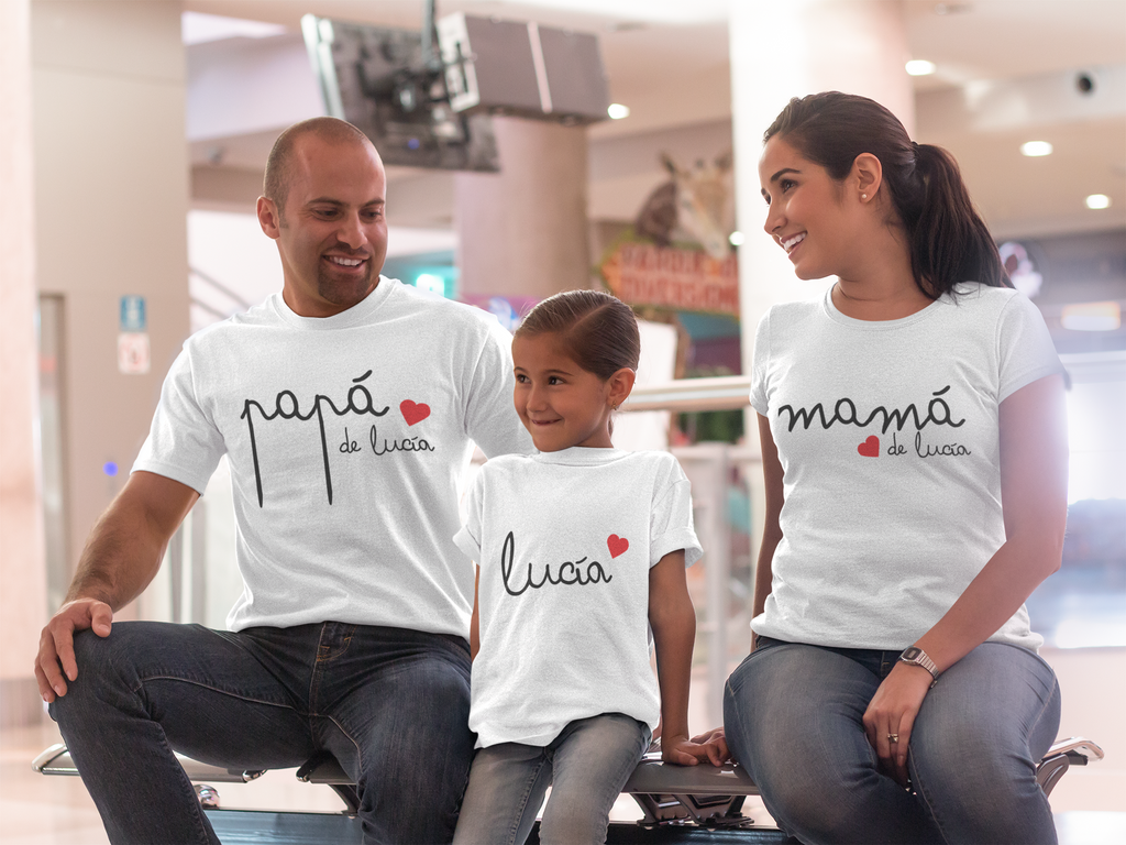 caminar Vivienda tenis Camiseta Pesonalizada con su Nombre para Papa, Mama e Hijo/a – saquitomagico