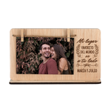 Marco fotos madera personalizado grabado San Valentín - A tu lado