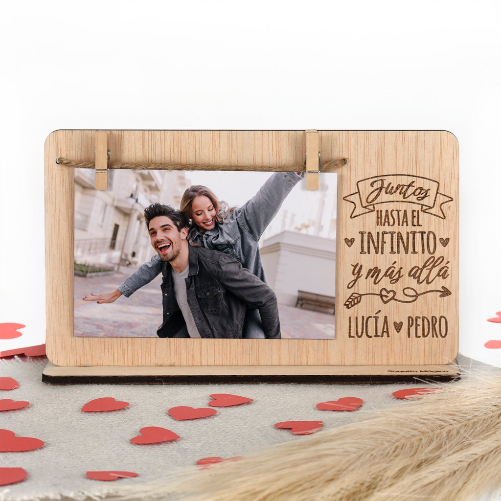 Marco fotos madera personalizado grabado San Valentín - Infinito –  saquitomagico