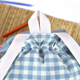 Pack Mochila y Bolsita Vichy Celeste personalizado