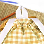 Pack Mochila y Bolsita Vichy Mostaza personalizado