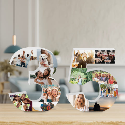 Números con fotos impresas sobre PVC