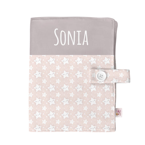 Portapañales bebé personalizado Estrellas Rosa