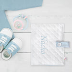 Portapañales bebé Topitos Blanco-Azul personalizado