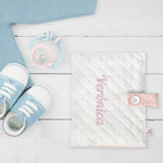Portapañales bebé Topitos Blanco-Rosa personalizado