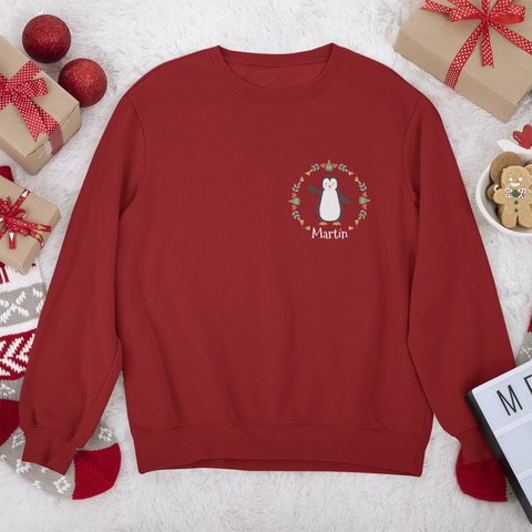 Sudadera Navidad infantil personalizada Pingüino